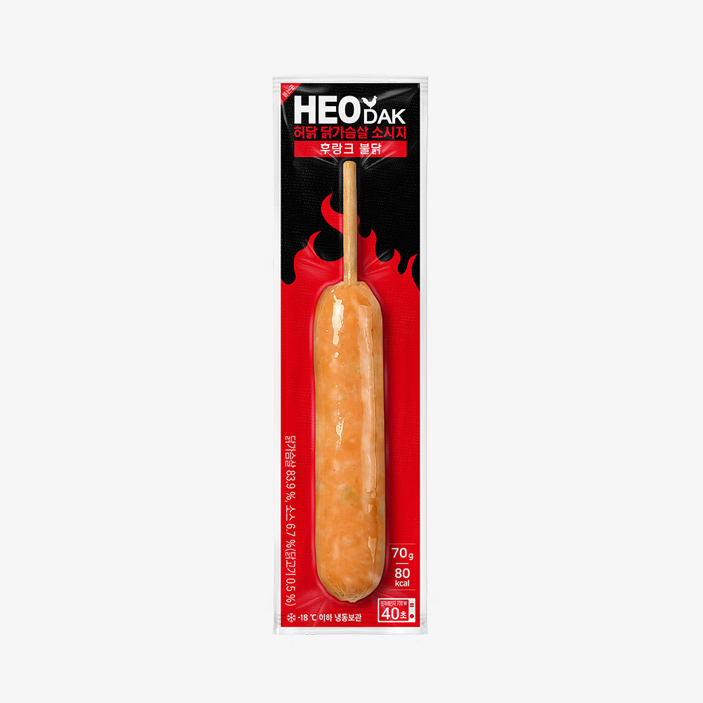 허닭 [허닭] 닭가슴살 소시지 후랑크 불닭 70g 30팩 | 허닭